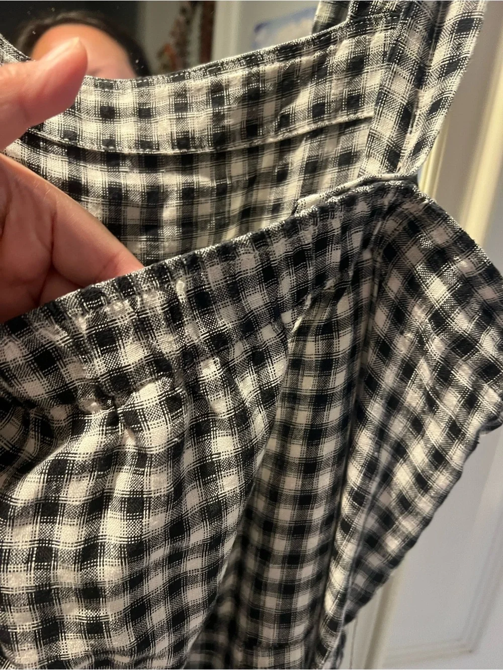 Quince Black & White Linen Gingham Tie-Waist Jumpsuit